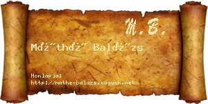 Máthé Balázs névjegykártya